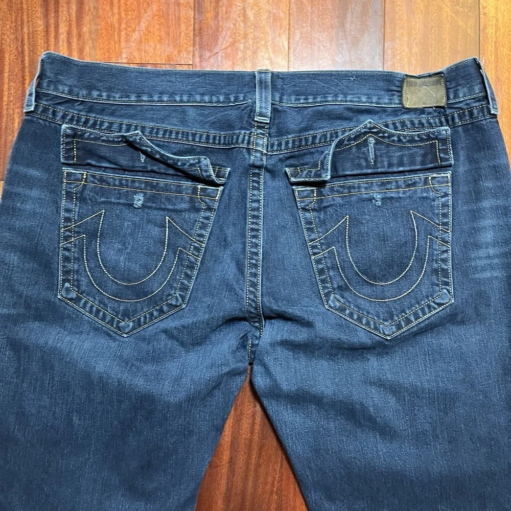 Vintage True Religion Jeans Mens 44x32 Made in USA Billy Bootcut Whiskering Dark
